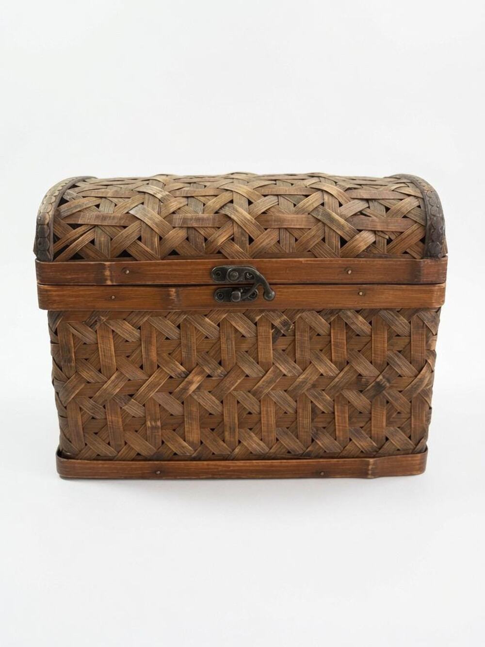 Vintage Woven Rattan Bamboo Trunk Box, 1960s Storage Chest